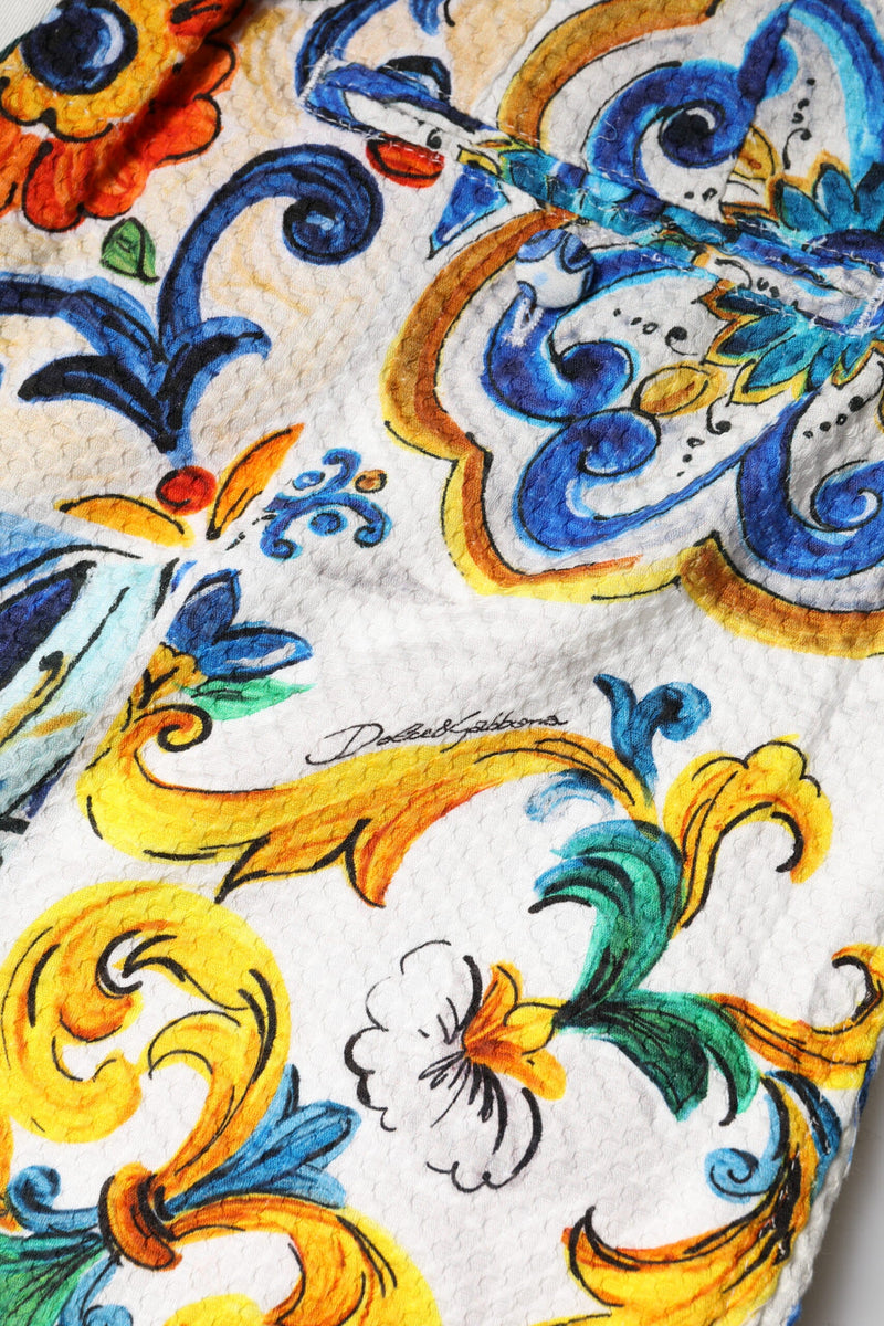 Multicolor Majolica Print High Waist Shorts Dolce & Gabbana