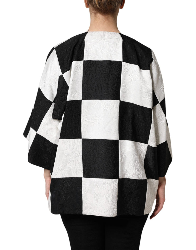 White Black Patchwork Jacquard Blazer Jacket Dolce & Gabbana