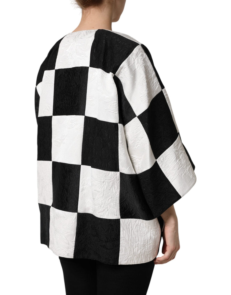 White Black Patchwork Jacquard Blazer Jacket Dolce & Gabbana