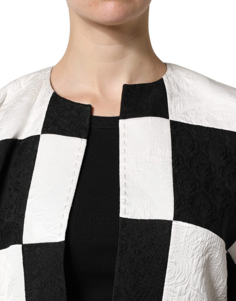 White Black Patchwork Jacquard Blazer Jacket Dolce & Gabbana