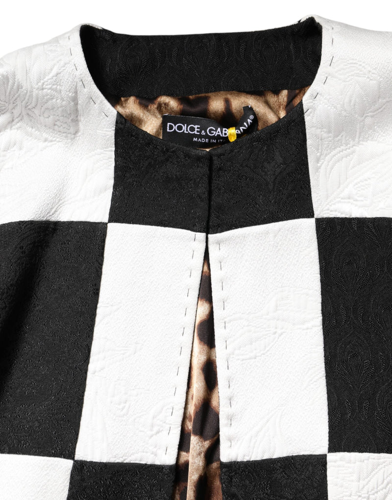 White Black Patchwork Jacquard Blazer Jacket Dolce & Gabbana