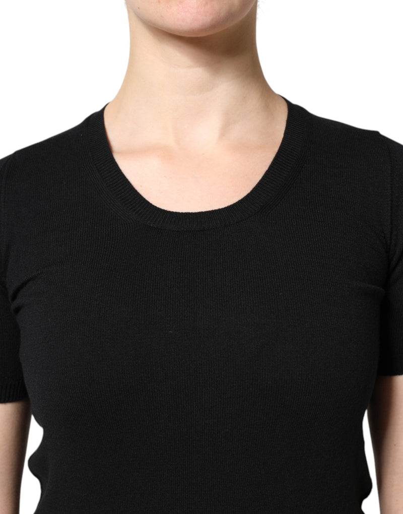Black Cotton Round Neck Short Sleeve T-shirt Dolce & Gabbana