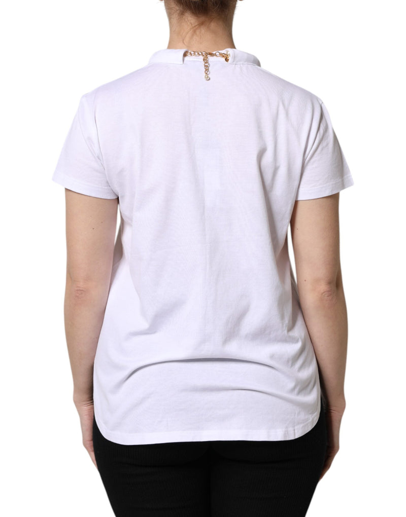 White Chain Pearl Cotton Round Neck T-shirt Dolce & Gabbana
