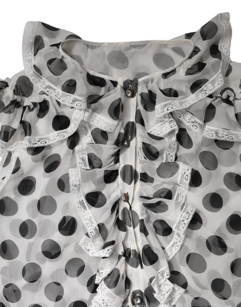 White Black Polka Dot Cotton Sleeveless Top Dolce & Gabbana