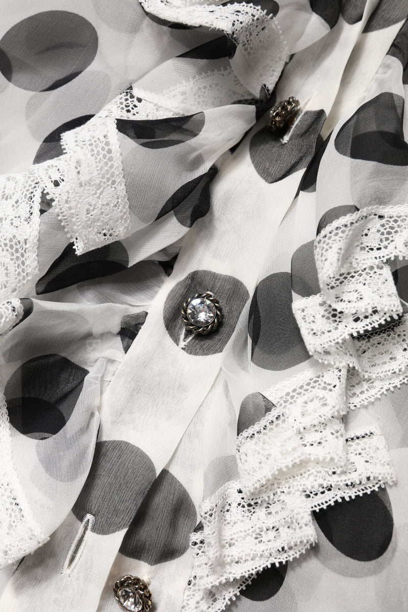 White Black Polka Dot Cotton Sleeveless Top Dolce & Gabbana