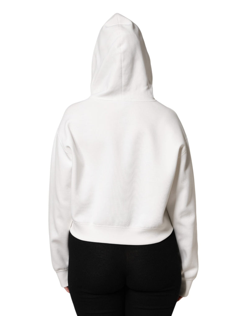 Ivory Cotton Printed Hooded Pullover Sweater Dolce & Gabbana