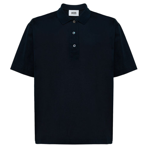 Blue Cotton Polo Shirt Alpha Studio