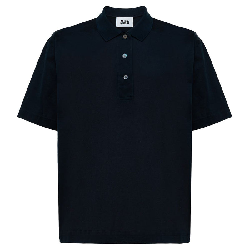Blue Cotton Polo Shirt Alpha Studio
