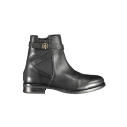 Black Leather Women Boot Tommy Hilfiger