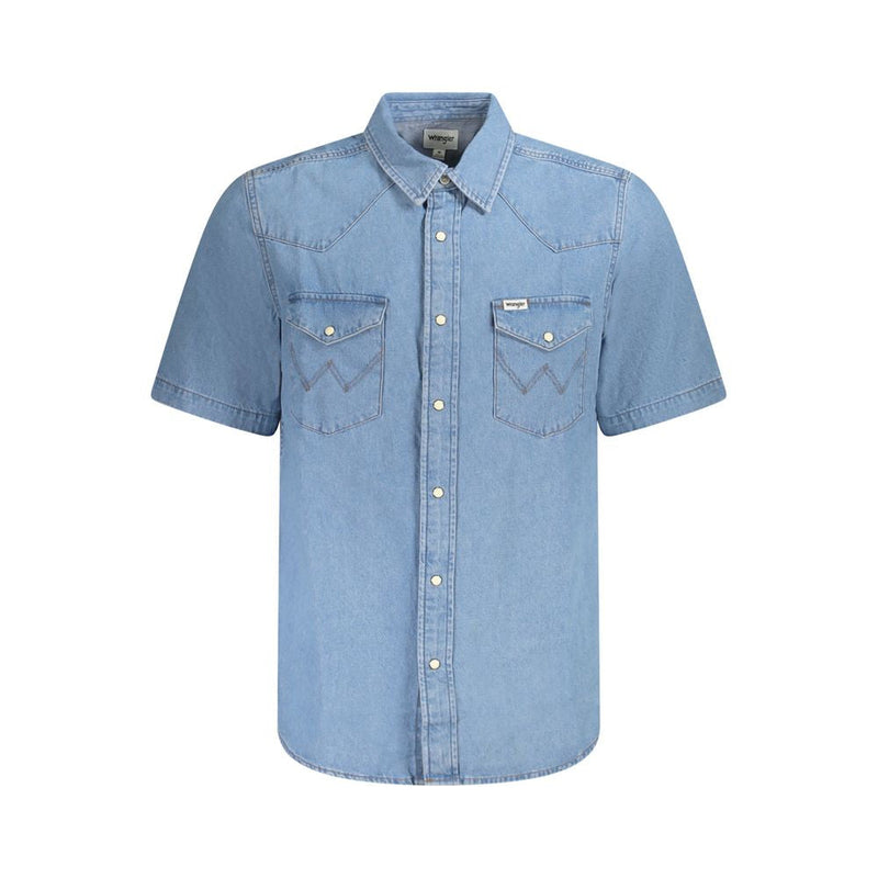 Light Blue Cotton Men Shirt Wrangler