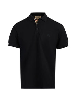Black Cotton Collared Polo Shirt Burberry