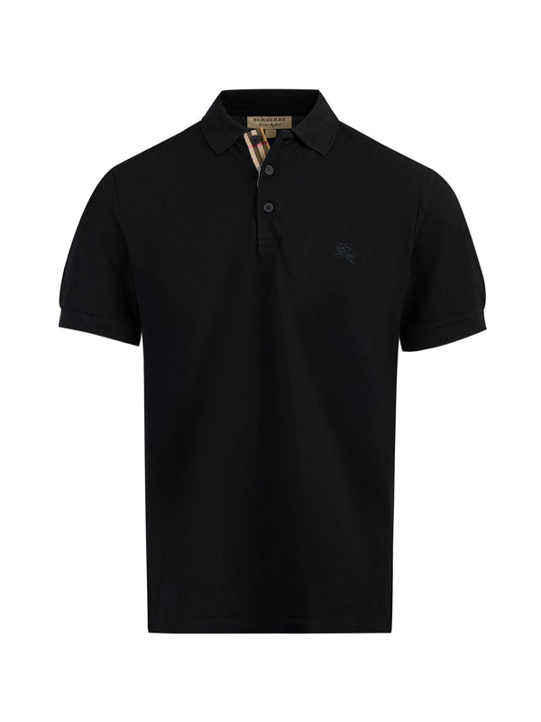 Black Cotton Collared Polo Shirt Burberry