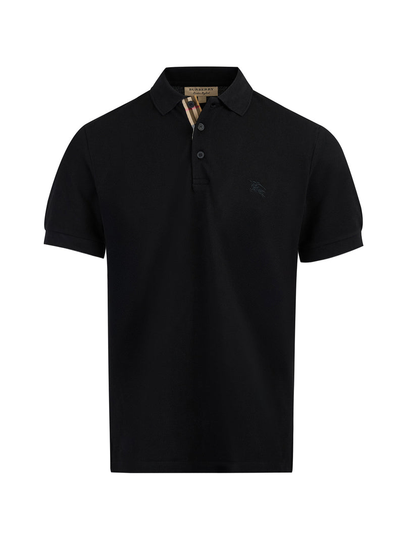 Black Cotton Collared Polo Shirt Burberry