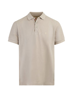 Pale Stone Cotton Collared Polo Shirt Burberry