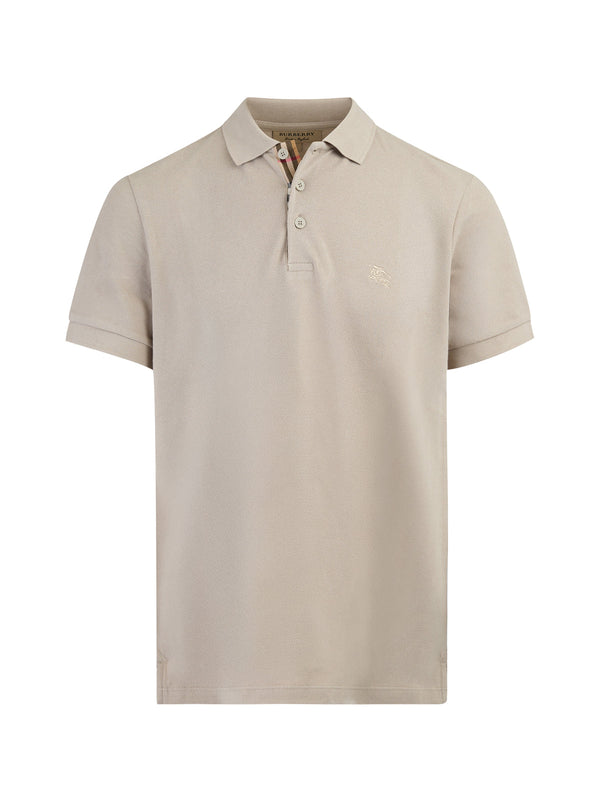 Pale Stone Cotton Collared Polo Shirt Burberry