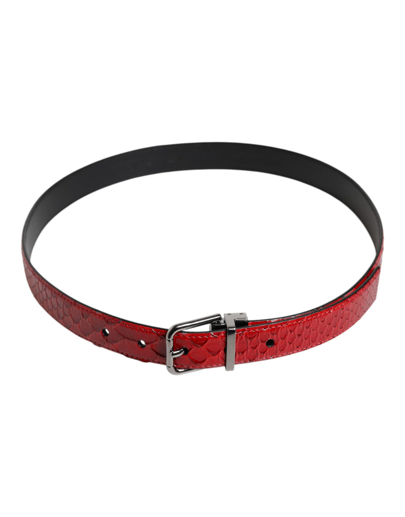 Red Exotic Leather Brass Metal Buckle Belt Dolce & Gabbana