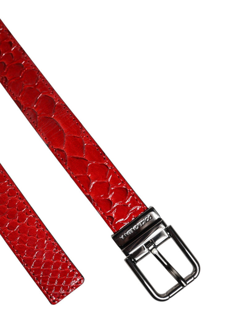 Red Exotic Leather Brass Metal Buckle Belt Dolce & Gabbana