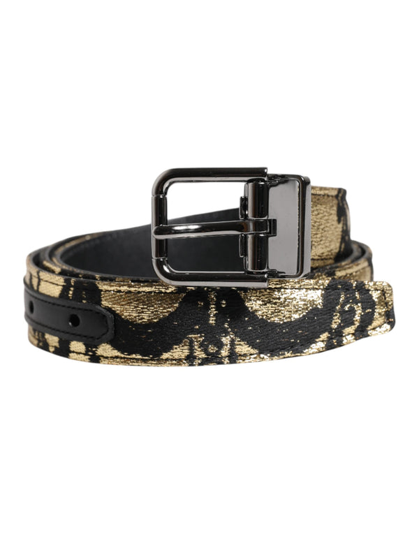 Multicolor Jacquard Leather Metal Buckle Belt Dolce & Gabbana