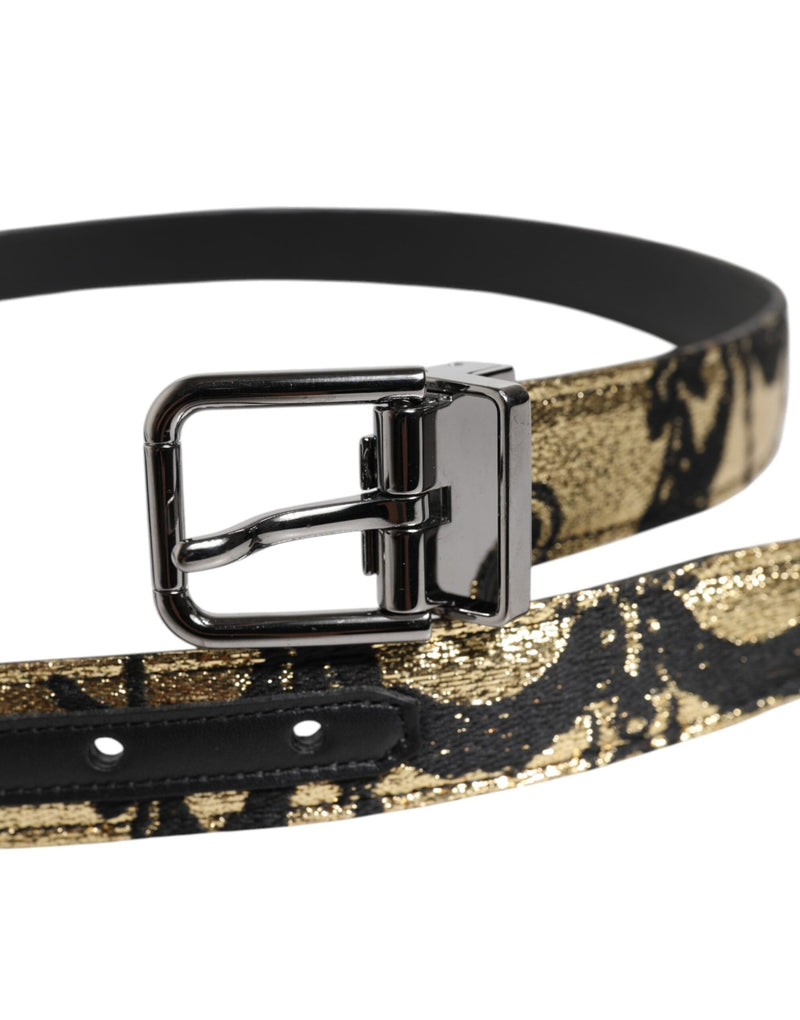 Multicolor Jacquard Leather Metal Buckle Belt Dolce & Gabbana