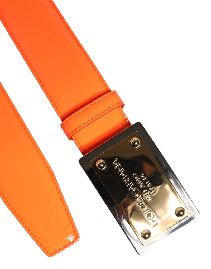 Orange Gold Tone Metal Logo Buckle Belt Dolce & Gabbana