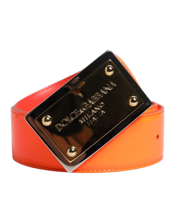 Orange Gold Tone Metal Logo Buckle Belt Dolce & Gabbana