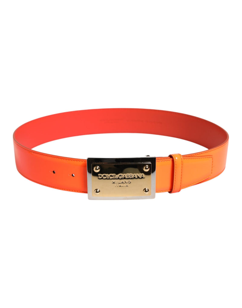 Orange Gold Tone Metal Logo Buckle Belt Dolce & Gabbana