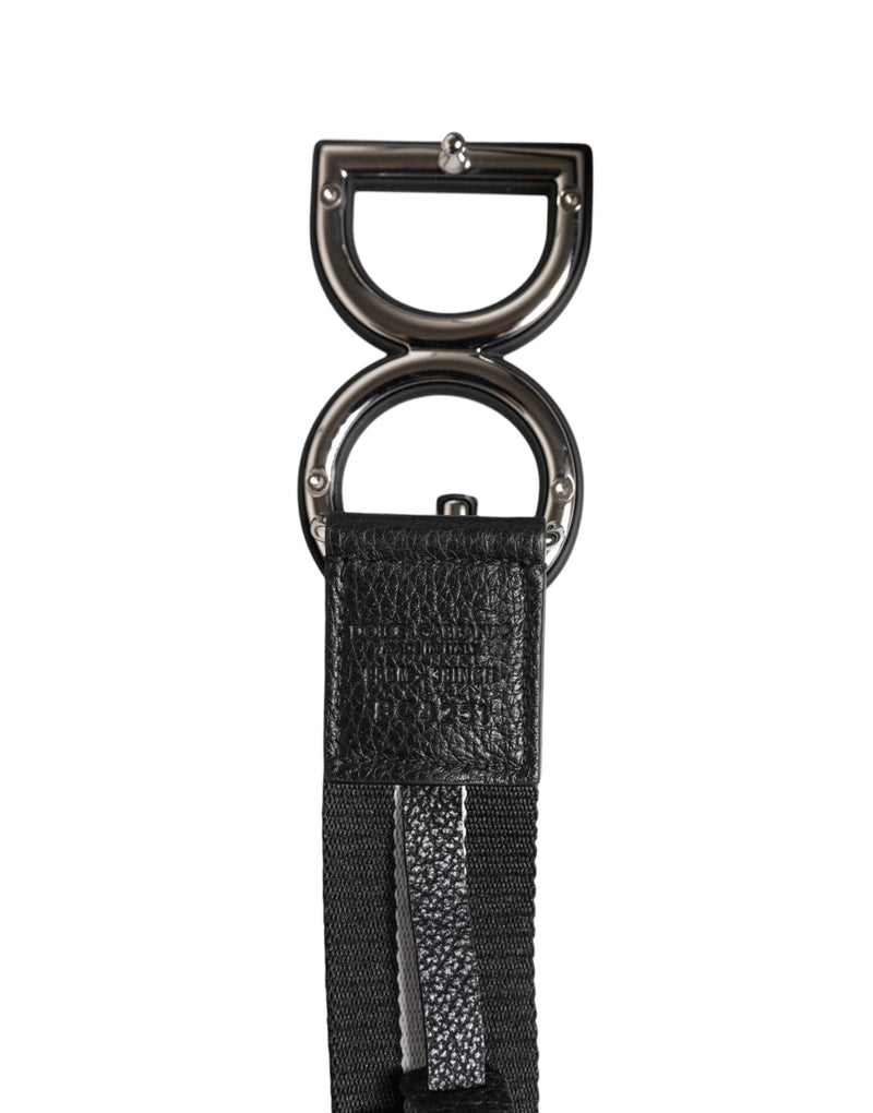 Black Polyester Logo Print DG Buckle Belt Dolce & Gabbana