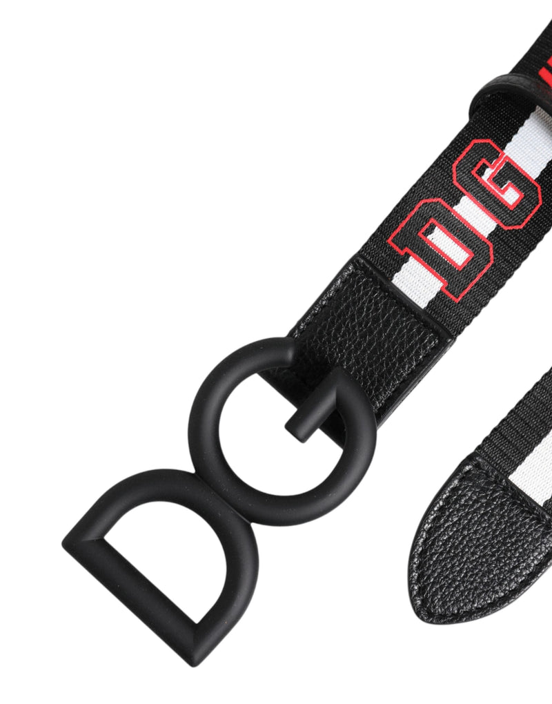 Black Polyester Logo Print DG Buckle Belt Dolce & Gabbana