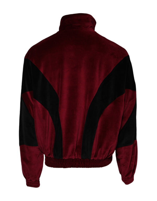 Red Black Cotton Logo FullZip Bomber Jacket Dolce & Gabbana