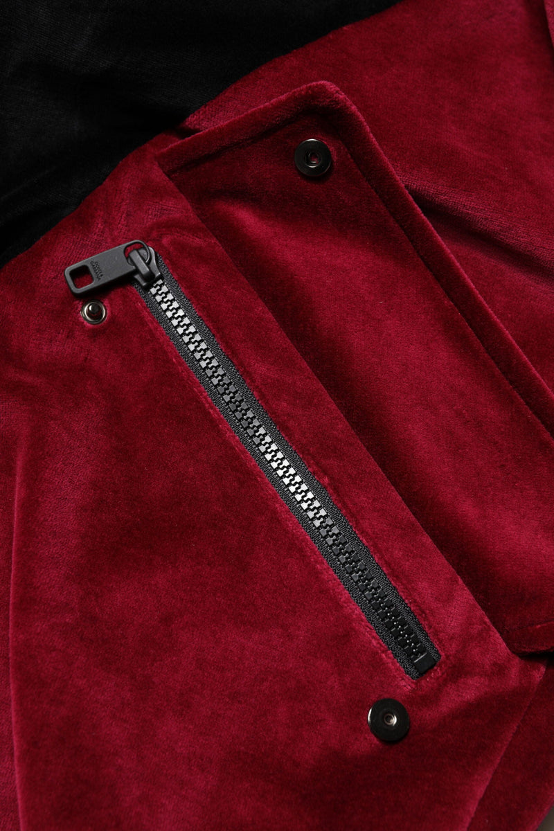 Red Black Cotton Logo FullZip Bomber Jacket Dolce & Gabbana
