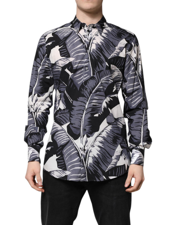 Multicolor GOLD Cotton Banana Leaf Print Shirt Dolce & Gabbana