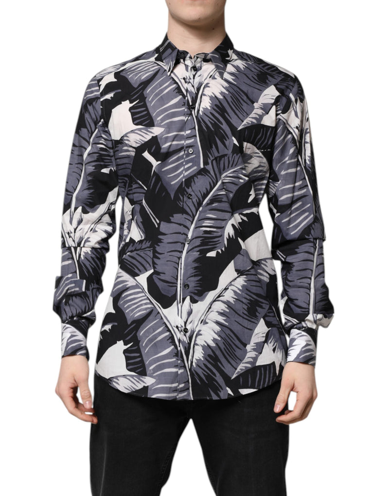Multicolor GOLD Cotton Banana Leaf Print Shirt Dolce & Gabbana