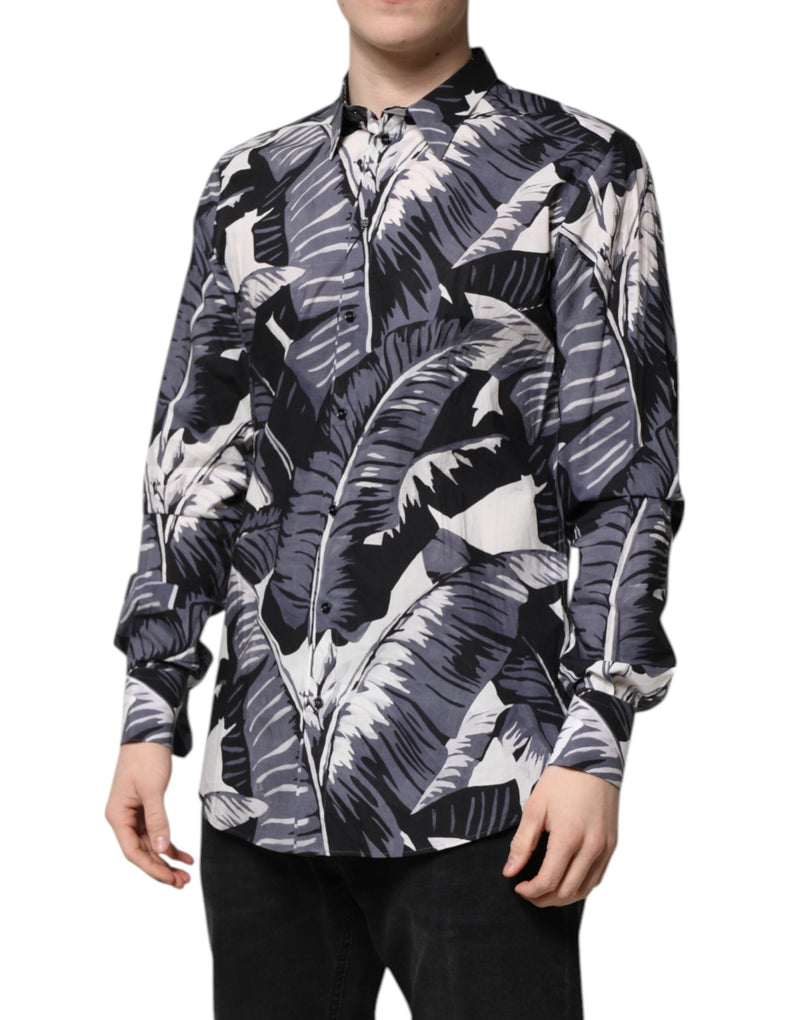 Multicolor GOLD Cotton Banana Leaf Print Shirt Dolce & Gabbana
