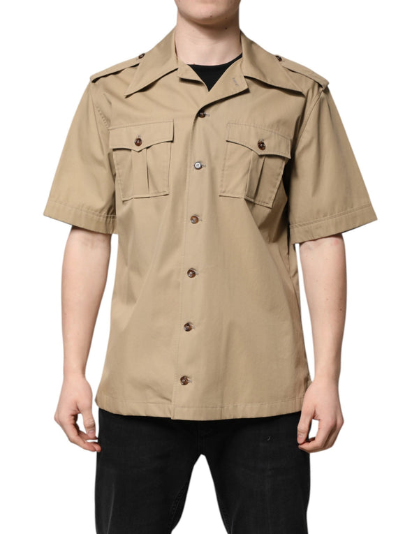 Brown Graphic Print Short Sleeves Shirt Dolce & Gabbana