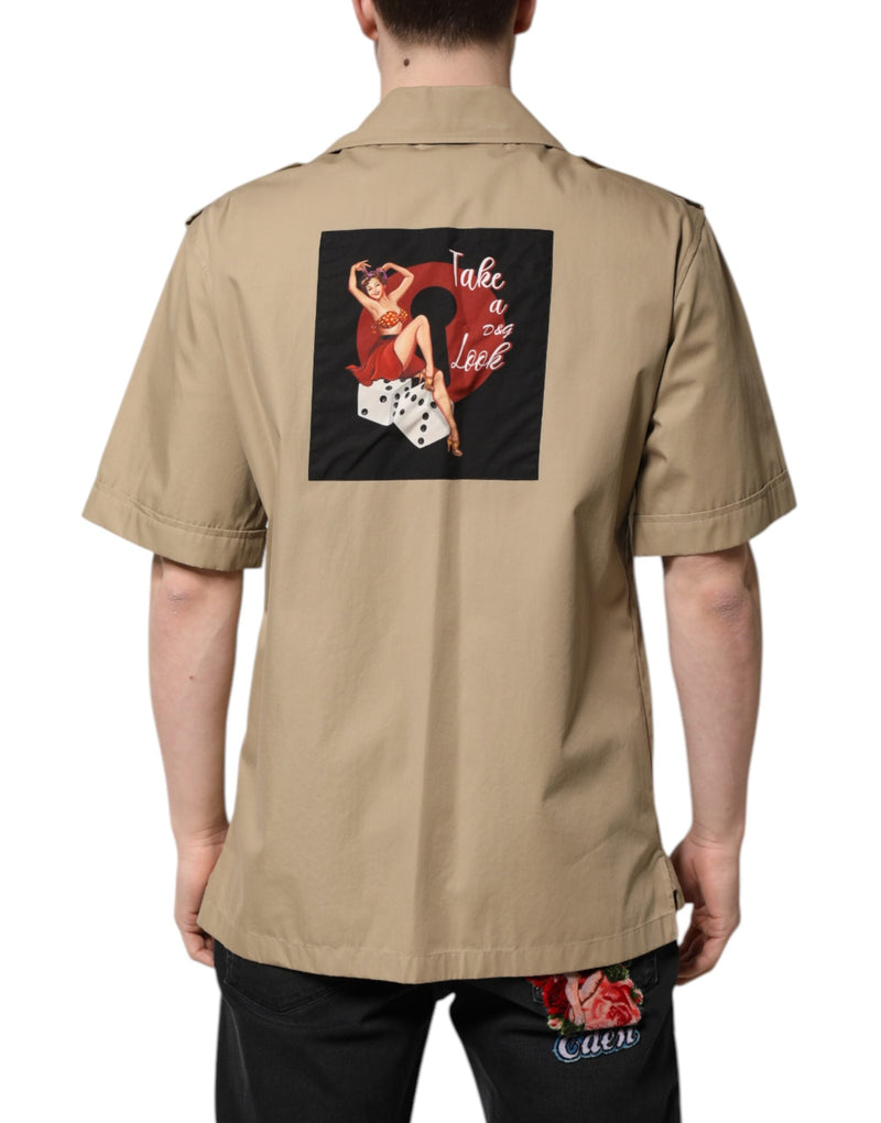 Brown Graphic Print Short Sleeves Shirt Dolce & Gabbana