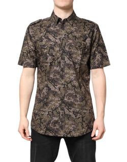Multicolor Camouflage Button Down GOLD Shirt Dolce & Gabbana