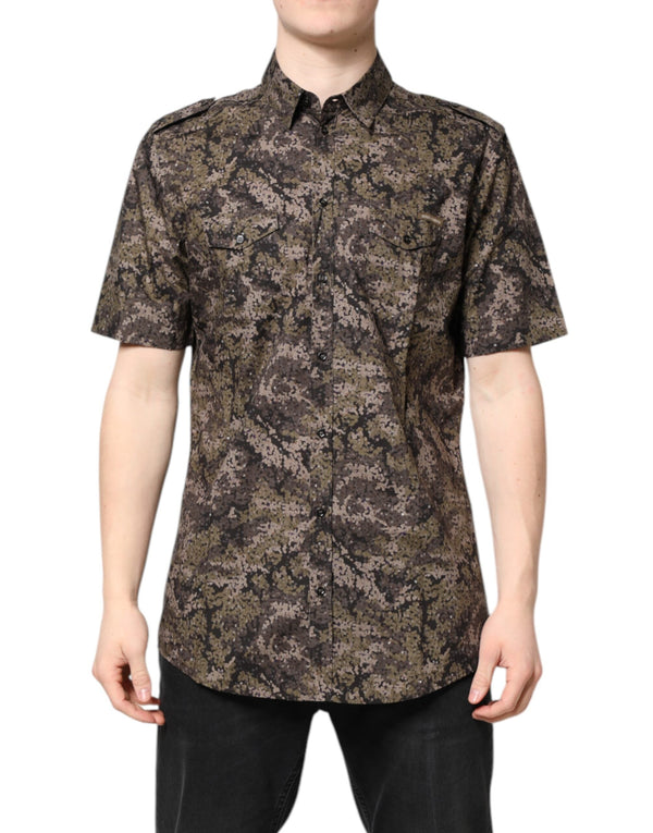 Multicolor Camouflage Button Down GOLD Shirt Dolce & Gabbana