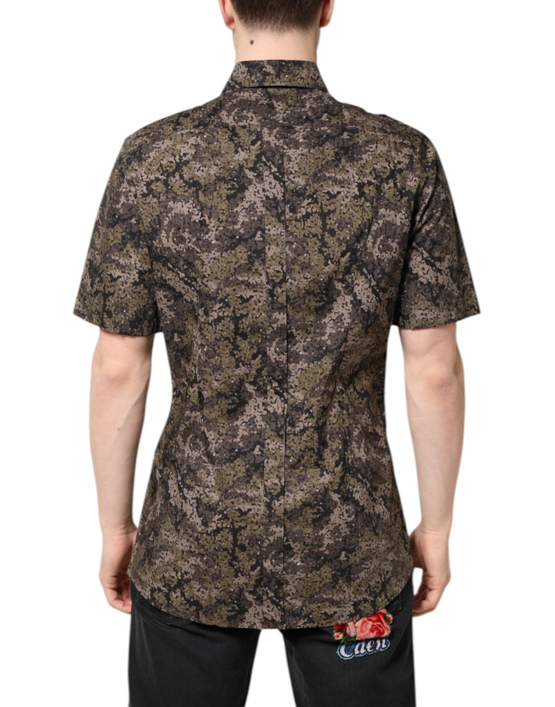 Multicolor Camouflage Button Down GOLD Shirt Dolce & Gabbana
