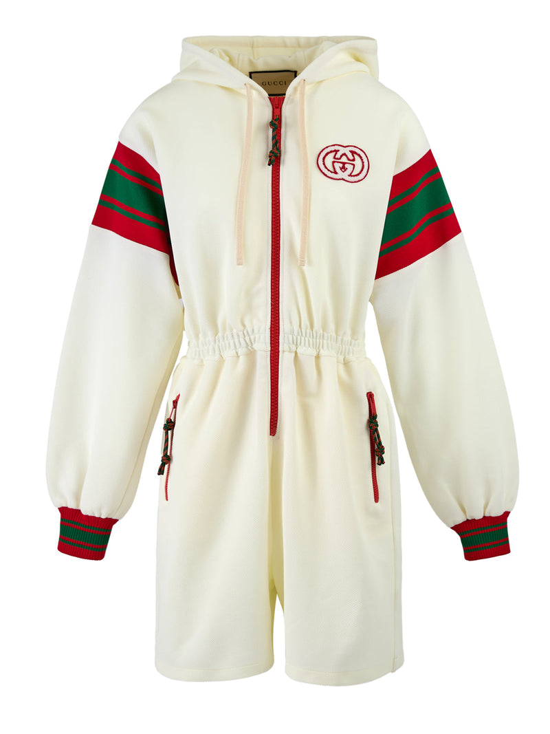Cream Polyester Hooded Logo Sweatsuit Gucci