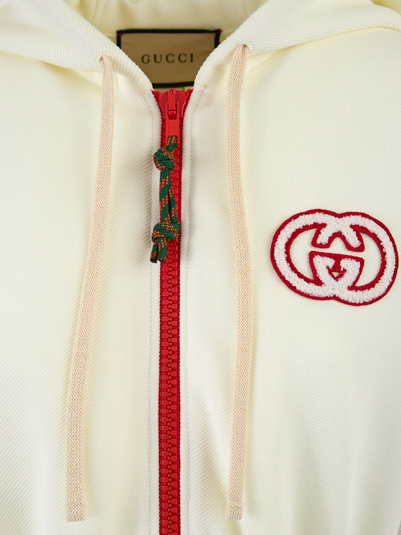 Cream Polyester Hooded Logo Sweatsuit Gucci