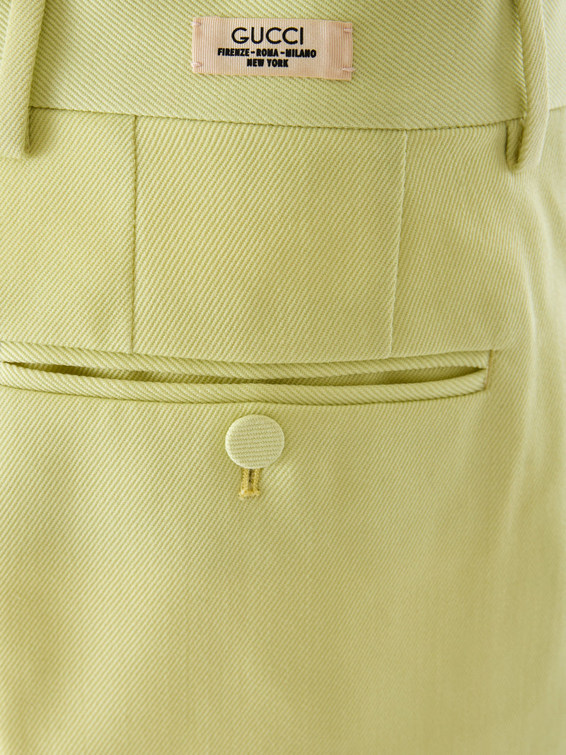 Lime Yellow Polyester Pants Gucci
