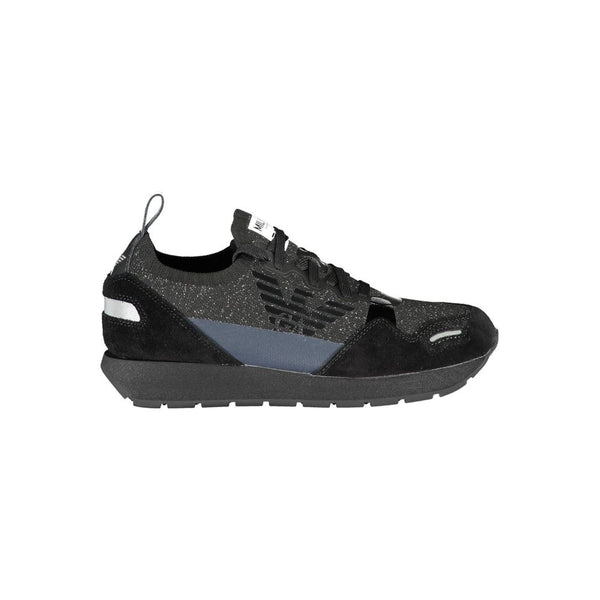 Black Leather Women Sneaker Emporio Armani