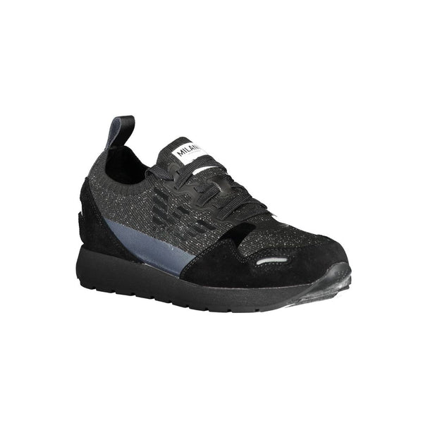 Black Leather Women Sneaker Emporio Armani