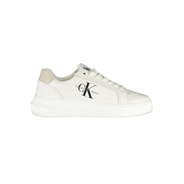 Chic White Lace-Up Sneakers with Contrast Details Calvin Klein