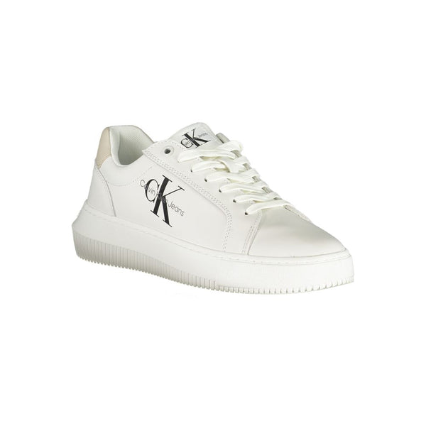 Chic White Lace-Up Sneakers with Contrast Details Calvin Klein