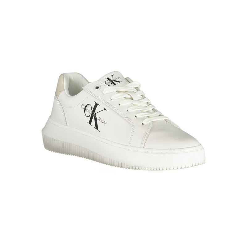 Chic White Lace-Up Sneakers with Contrast Details Calvin Klein