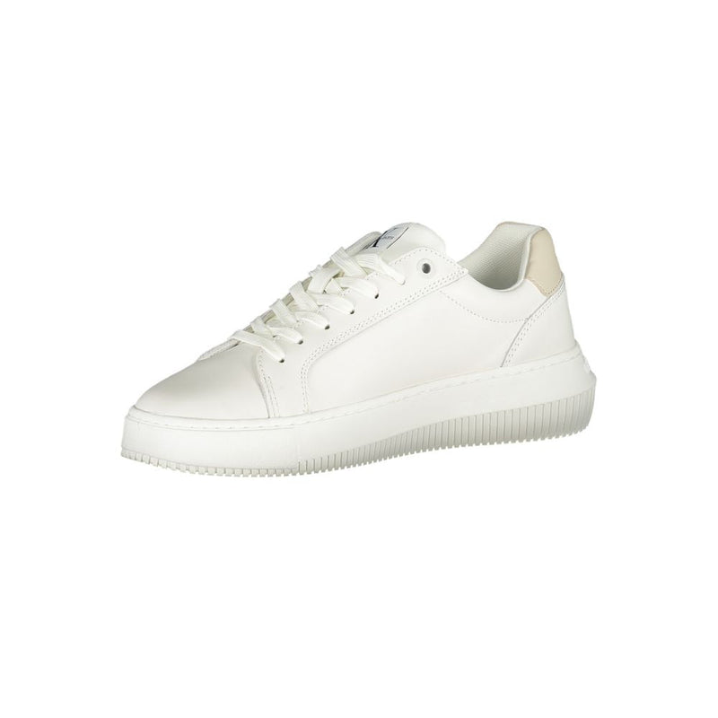 Chic White Lace-Up Sneakers with Contrast Details Calvin Klein