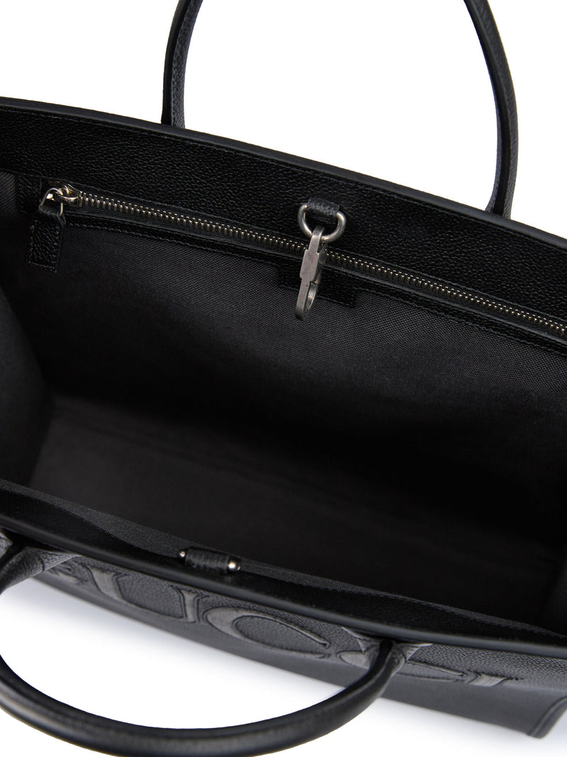 Black Leather Logo Medium Tote Bag Gucci