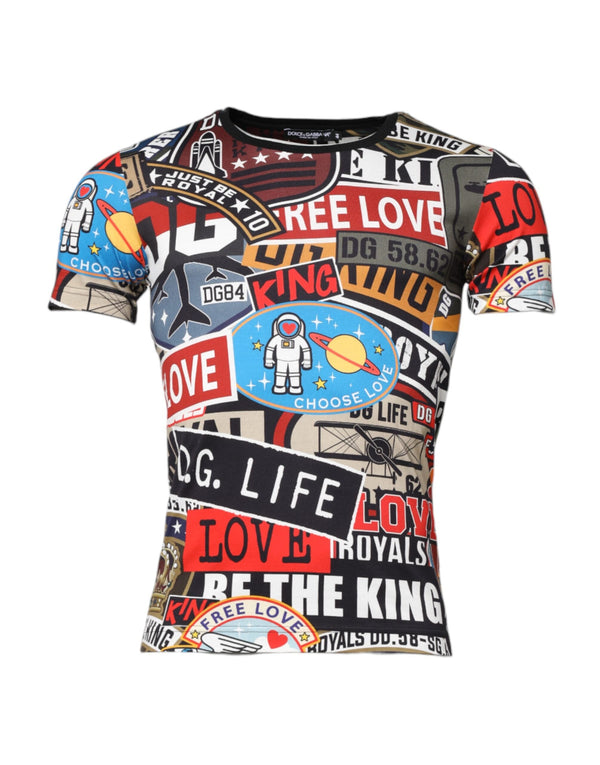 Multicolor Patchwork Cotton Crew Neck T-shirt Dolce & Gabbana