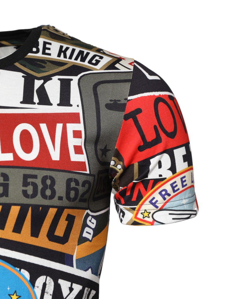 Multicolor Patchwork Cotton Crew Neck T-shirt Dolce & Gabbana